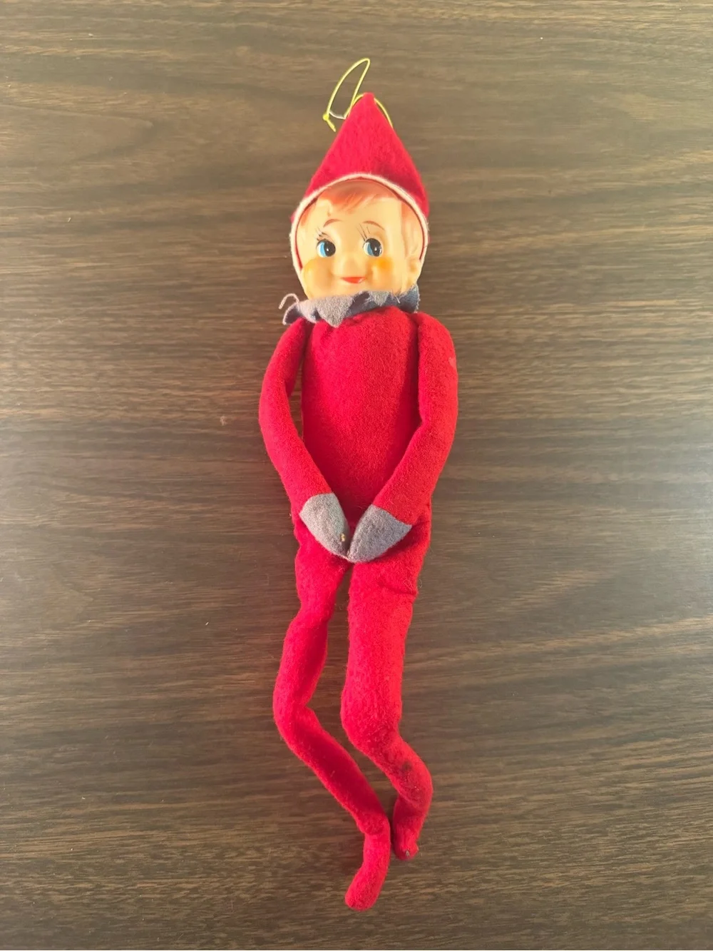 Vintage Made in Japan Knee Hugger Elf Pixie Tree Hugger Christmas Ornament 12”